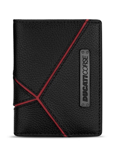 Buy Ducati Corse Vittoria Black Genuine Leather Card Holder For Men - DTLGD2200701 in UAE