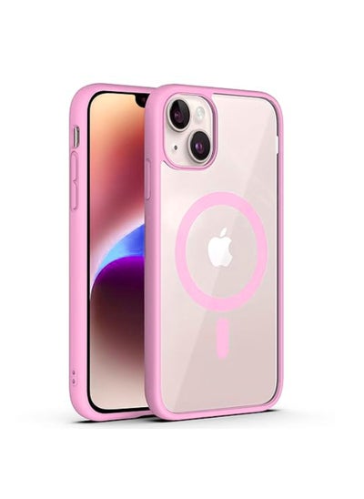 Buy iPhone 15 Plus Case Mag-Safe Case 6.7 inch Anti-Yellowing Military Drop Protection Shockproof Protective Phone Magnetic Case For iPhone 15 Plus Magsafe Case Pink in UAE