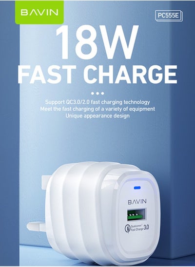 Buy QC3.0 18W USB-Micro mobile phone wall quick fast charger with charger cable in UAE