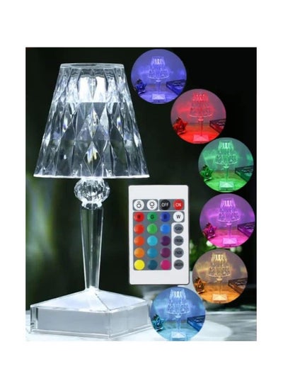 Buy Crystal Table Desk Shade Lamp RGB Dimmable Touch Control USB Rechargeable Acrylic Decorative Nightstand Light With Remote For Living Room Bedroom in UAE