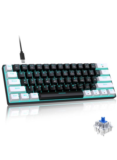 Buy 61 keys Wired 60% Mechanical Gaming Keyboard Blue Switch Full Anti-ghosting Portable Mini Keyboard for Windows Laptop PC Mac in UAE