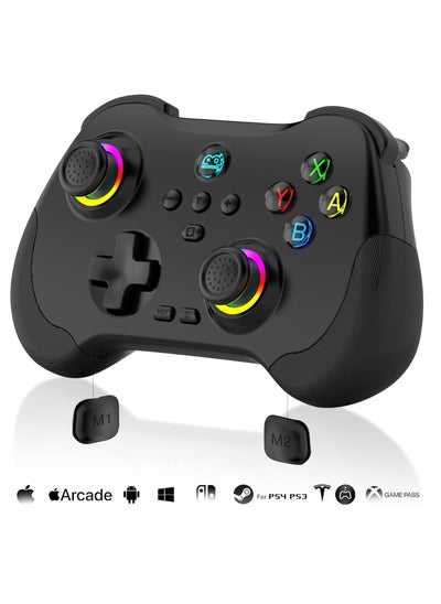 اشتري Mobile Gaming Controller for iPad/iPhone/Tablet, Cloud Controller Remote Joystick for iOS/Android, Wireless Switch Controller with Macro Buttons/Hall-Rocker/Hall-Trigger/Dual Vibration (Black) في السعودية