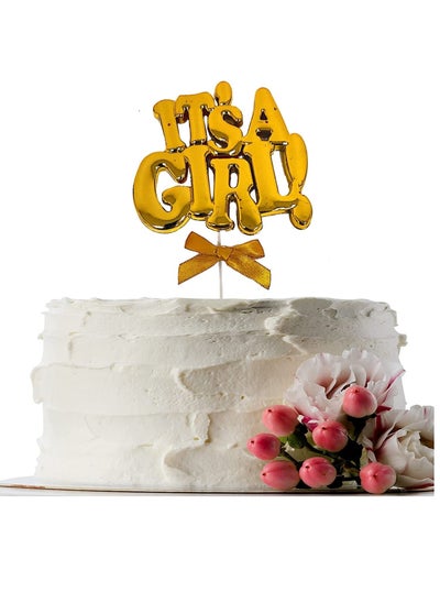 اشتري It’s A Girl Cake Topper, Gold Cake Decorating Supplies for Gender Reveal Party, Baby Shower, Baby Girl First Birthday Party Decoration في الامارات