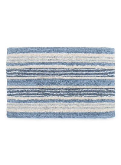 Buy Reversible Striped Bath Rug, Blue - 85X2 Cm in UAE