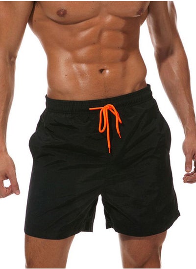 Buy Solid Beach Shorts Black in Saudi Arabia