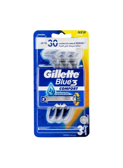 Buy Gillette Blue3 Disposable Men's Razors x3 in UAE