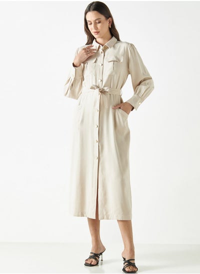 Buy Button Down Belted Dress in Saudi Arabia