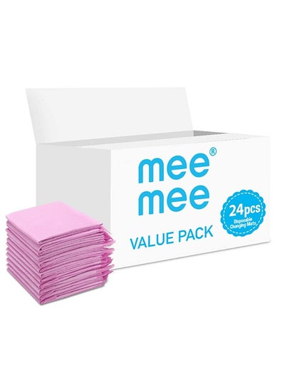 اشتري mee mee Disposable Changing Mats 24 Counts Soft Waterproof Mat Portable Leak Proof Changing Mat New Mom Leak Proof Under pad Mattress Table Protector Pad في الامارات