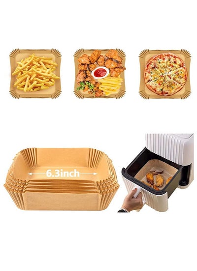 Buy 50-Piece Air Fryer Square Paper Liners Disposable 6.2 inch in Egypt