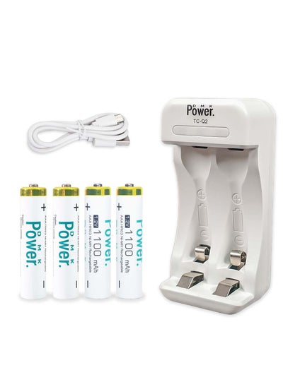 اشتري 4pcs AAA Batteries 1.2V 1100mAh High Capacity Rechargeable Batteries and TC-Q2 AA AAA Battery Charger 2 Independent Slot Smart Fast Charger with LED Light & Micro USB Cable, Battery Charger في الامارات