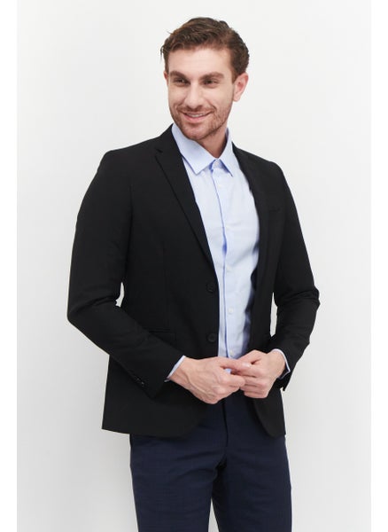 اشتري Men Regular Fit Plain Suit Jacket, Black في الامارات