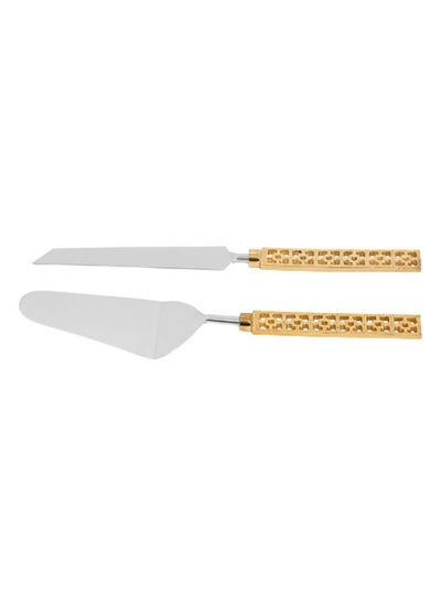 Buy Nero Cake Lifter & Knife Set, Silver & Gold - Set of 2 in UAE