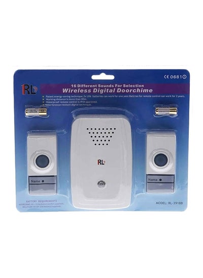 Buy 16 Tune Wireless Battery Powered Digital Door Chime White 23 x 19.6 x 3.2 cm RL-3918B in Saudi Arabia