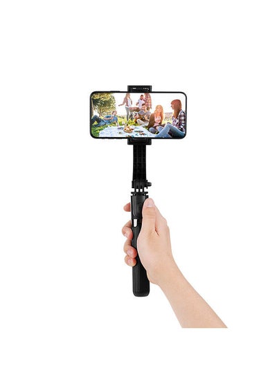 اشتري L08 Gimbal Stabilizer Selfie Stick Tripod BT4.0 Wireless Aluminum Alloy Foldable Selfie Stick Tripod for Smartphone Black في الامارات