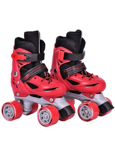 Buy Roller Skates Shoes Double Rows 4 Wheels with Adjustable Size AREA for Boys And Girls(Red) in UAE