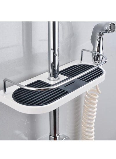 اشتري Bathroom Storage Shelf, Adjustable Shower Shelf No Punch Shelf Box Bathroom Lift Tray Multifunctional Soap Dish Shampoo Shower Gel Holder Snap-on Shower Accessories (18-25mm) في الامارات