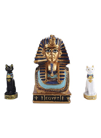 Buy Ancient Egyptian Small King Tut Collectible Figurine Kit With Cat God(1 Black+1 White) Bastet Statue Home Decoration Sculpture in Egypt