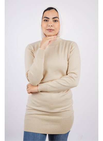 Buy Long Modest Basic Fit Pullover | Free Size | LightBeige in Egypt
