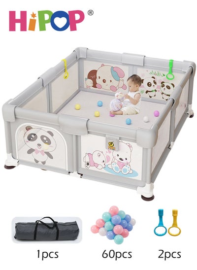 Buy Baby Playpen with Safety Fence 200*180cm,Household Climbing Mat with 60 Sea Balls,Indoor Play Game Fence in UAE