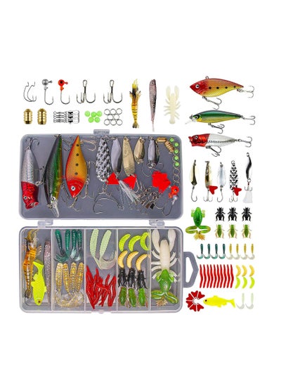 اشتري Fishing Lures Kit for Freshwater Bait Tackle Kit for Bass Trout Salmon Fishing Accessories Tackle Box Including Spoon Lures Soft Plastic Worms Crankbait Jigs Fishing Hooks في الامارات