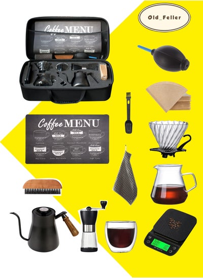 Buy V60  Drip Coffee Maker Set Pour Over Coffee Maker 12 Piece with Portable Carry Case Coffee Master Set 29x58x17cm in Saudi Arabia