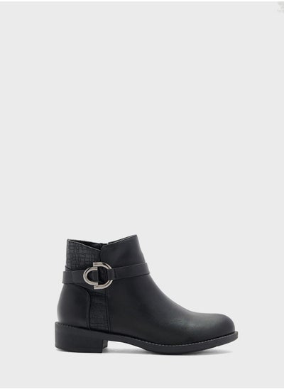 Buy Croc Detail And Buckle Round Toe Boot in UAE