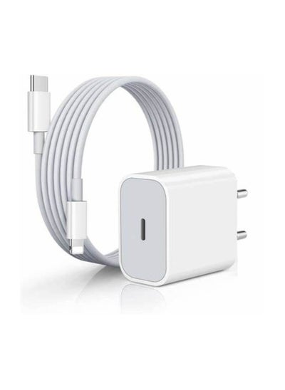 Buy Cable 2 m with IPHONE 20W USB-C 2-Pin  Power Adapter White in Egypt