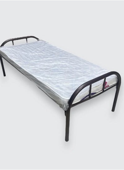 Buy Single iron bed with single mattress, size 190*90 cm in Saudi Arabia