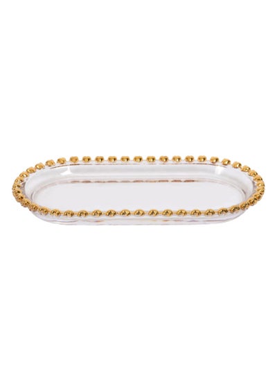 Buy Oval Dessert Platter, Gold & Clear - 25x2.3 cm in UAE