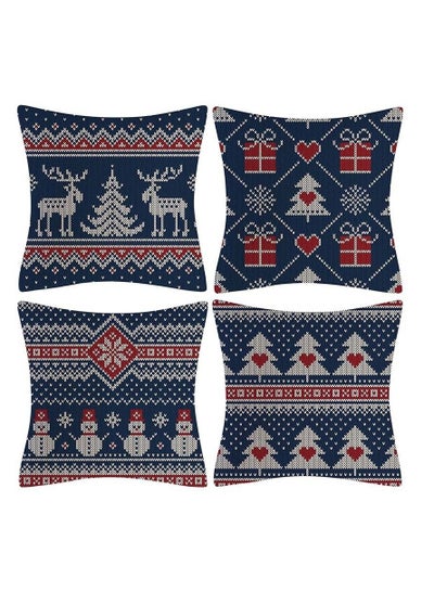 Buy 4Pcs christmas pillow case pillow cover cushion cover for home decor 45*45cm in UAE