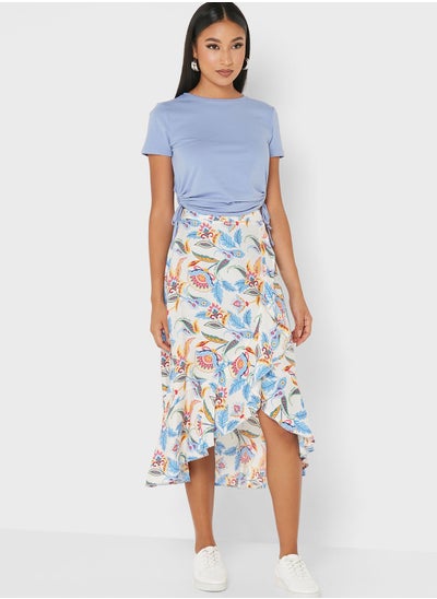 Buy Floral Print Ruffle Detail Skirt in Saudi Arabia