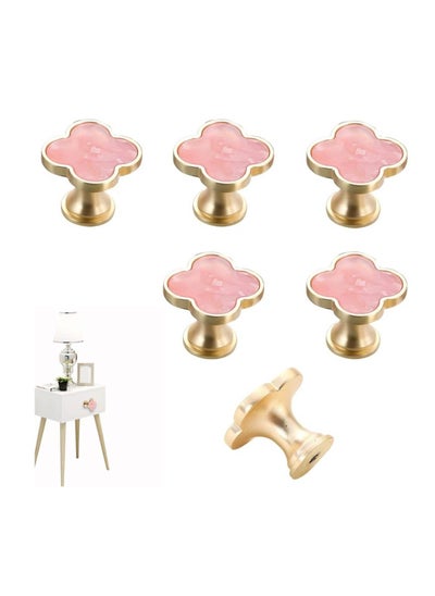 Buy 6 Pcs Clover Knobs Dresser Cabinets Kitchen Cupboard Pulls Drawer Wardrobe Shoe Cabinet Jewelry Box Pulls Furniture Coffee Table Single Hole Door Handles(Pink) in UAE