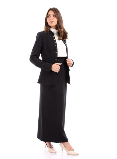 Buy Solid Straight Fit Black Maxi Skirt in Egypt