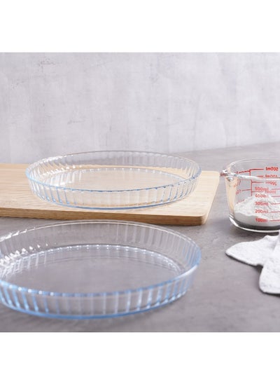 Buy Yuka Glass Round Flan Dish Dia30.8X3.5Cm - Clear in UAE