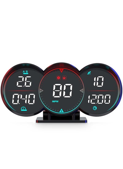 اشتري Digital GPS Speedometer for Car, New HUD Universal Car Head Up Display, MPH Speedometer with 3 LCD displays, with GPS Speed, Altitude, Compass, Driving Fatigue, Speeding Alert, for All Vehicles في السعودية