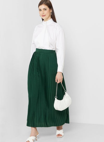 Buy Pleat Detail Solid Skirt in UAE