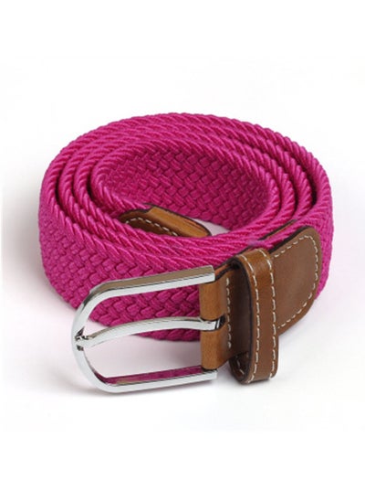 Buy 105-110cm Elastic Braided belt Needle Buckle Elastic Belt Casual Canvas Purple in UAE