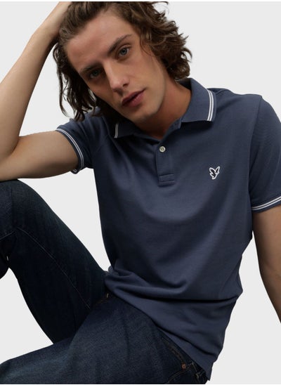 اشتري Collar Line Logo Detail Short Sleeve Polo Shirt في الامارات