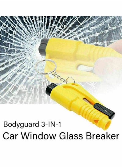 اشتري 3 in 1 Car Emergency Hammer - Maso Auto 2PCS Car Life Keychain Emergency Escape Tool with Car Window Safety Rescue Tool Window Glass Breaker Hammer (Yellow) في الامارات