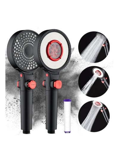 Buy High Pressure Shower Head, Filtered Shower Head Double-Face Shower Head with 3 Jet Mode Showerhead Energy Saving Shower Head for SPA, Rain Shower, Booster | Smart-Stop Button Saves Water & Energy in UAE