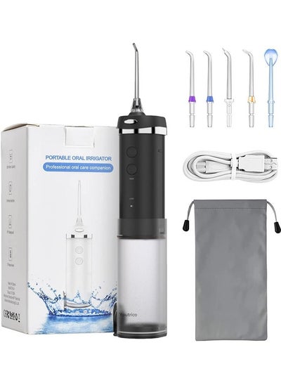 Buy Water Pick Teeth Cleaner Mini Water Floss Oral Irrigator - 5 Modes (Black) in Saudi Arabia
