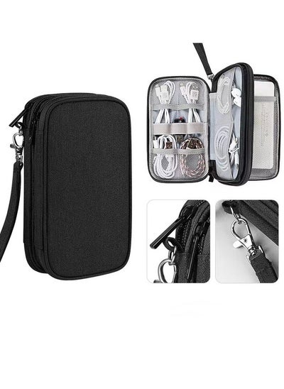 Buy Electronic Organizer,Travel Cable Organizer Bag Pouch Electronic Accessories Carry Case Portable Waterproof Storage Bag for Cable,Cord,Charger,Phone,USB,Hard Drive,SD Card,Earphone(Black) in Saudi Arabia