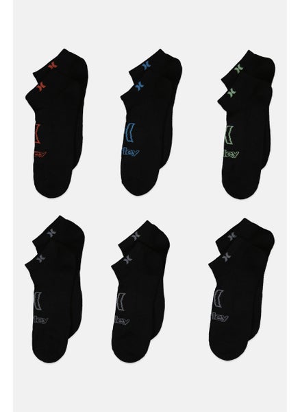 Buy Men 6 Pairs Brand Logo Socks, Black in Saudi Arabia