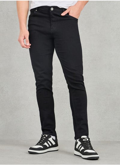 اشتري Mid Rise Solid Skinny Fit Jeans with Pockets في السعودية