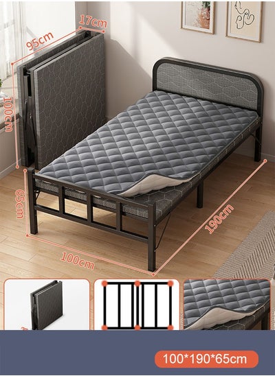 Buy Portable Foldaway household Simple Bed companion with Ice Silk Matress 100 cm in UAE