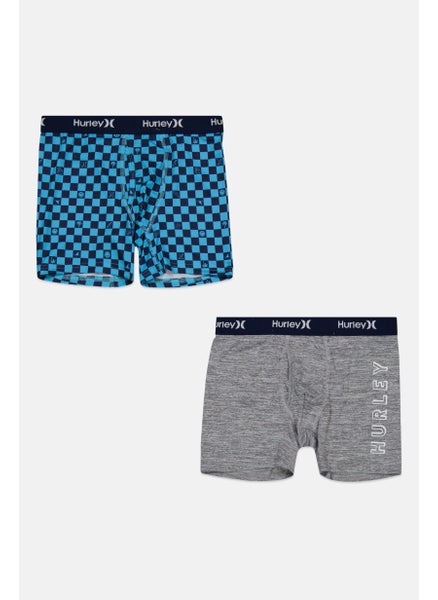 Buy Kids Boy 2 Pcs Allover Print Boxer Briefs, Blue/Grey Combo in UAE