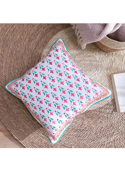 Buy Gleam 100% Cotton Embroidered Filled Cushions Decorative Lightweight Square Throw Pillow For Sofas Couches Beds For Living Room L 45 x W 45 cm Fuschia in UAE