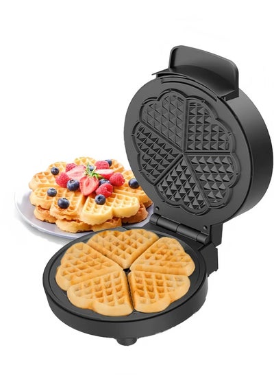 Buy 5 Slice Heart Shaped Waffle Maker With Temperature Control/Non-Stick Plates/Easy Clean /1000W, Silver & Black in Saudi Arabia