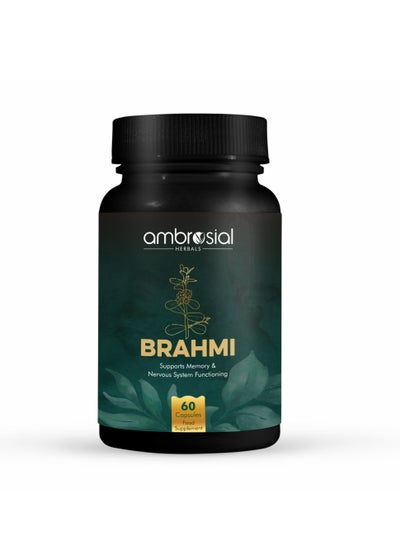 Buy Ambrosial Brahmi 500 mg per capsule | High Strength Bacopa Monnierie Brain Booster Nootropics |Brain supplement to Enhance Memory, Focus, Mental Stress & anxiety| 60 Vegan Capsules in UAE