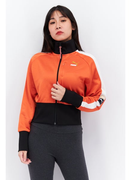 Buy Women Sportswear Fit Long Sleeve Outdoor Jacket, Orange Combo in UAE